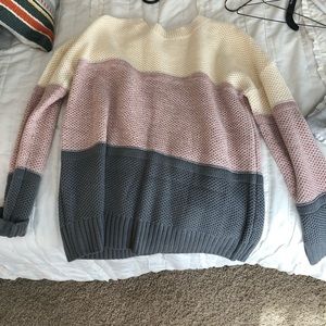 cream, pink, and gray sweater!!